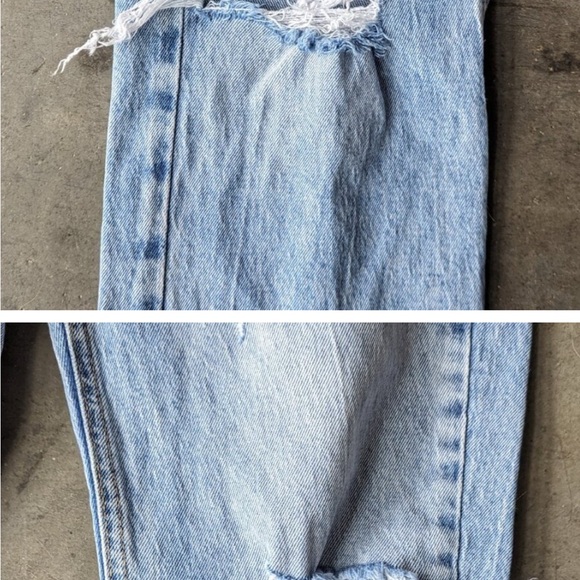 Zara Blue Jeans High Rise Ripped Knee Flared Distressed Jeans size 8 - Picture 6 of 6